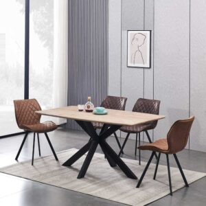 Sodobna lesena jedilna miza Set 6 stoli